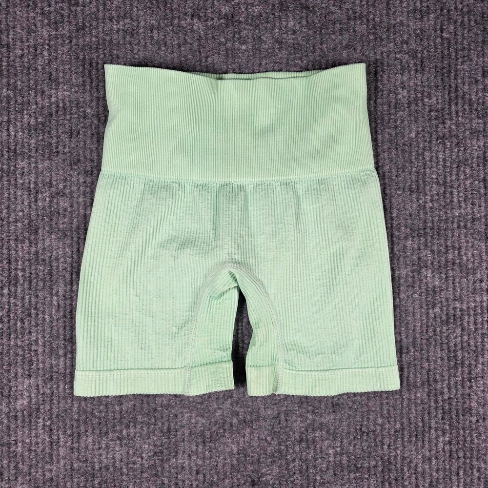 Colsie Ribbed Seamless Bike Shorts Green Womens‎ XS High Rise